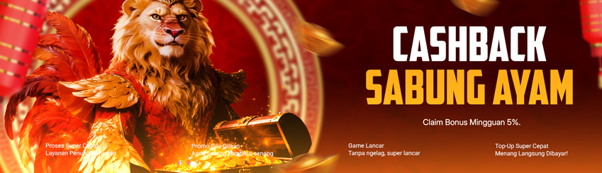 CASHBACK SABUNG AYAM MINGGUAN 5%